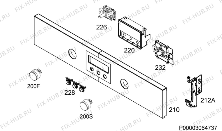 Взрыв-схема плиты (духовки) Zanussi ZOP27902XK - Схема узла Command panel 037